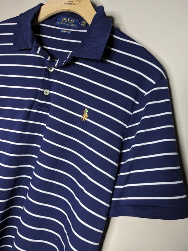 Polo Ralph Lauren — Polo Ralph Lauren Striped Polo Shirt Flesh Pony — streetwear — resale