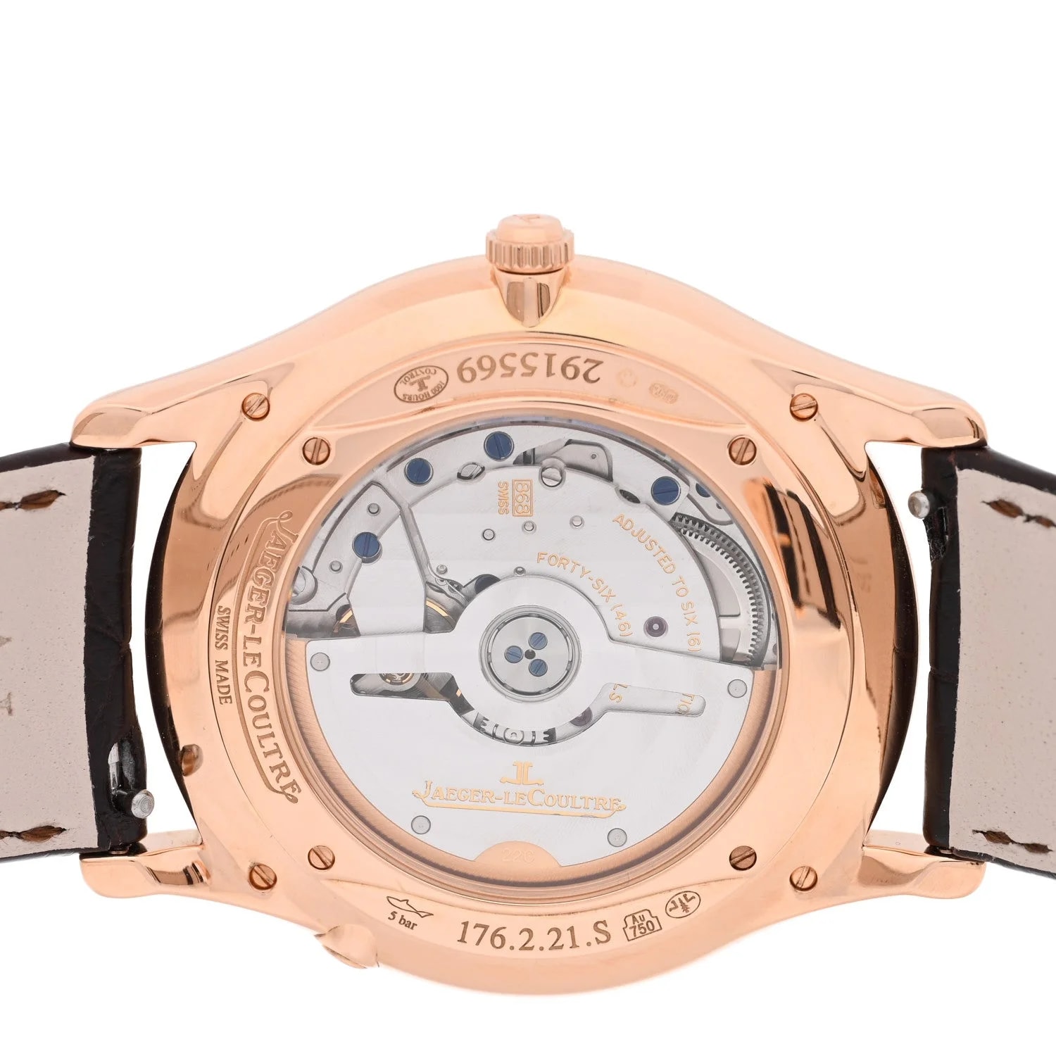 18K Pink Gold Alligator 39mm Master Ultra Thin Perpetual Calendar Automatic Beige Q1303520 4