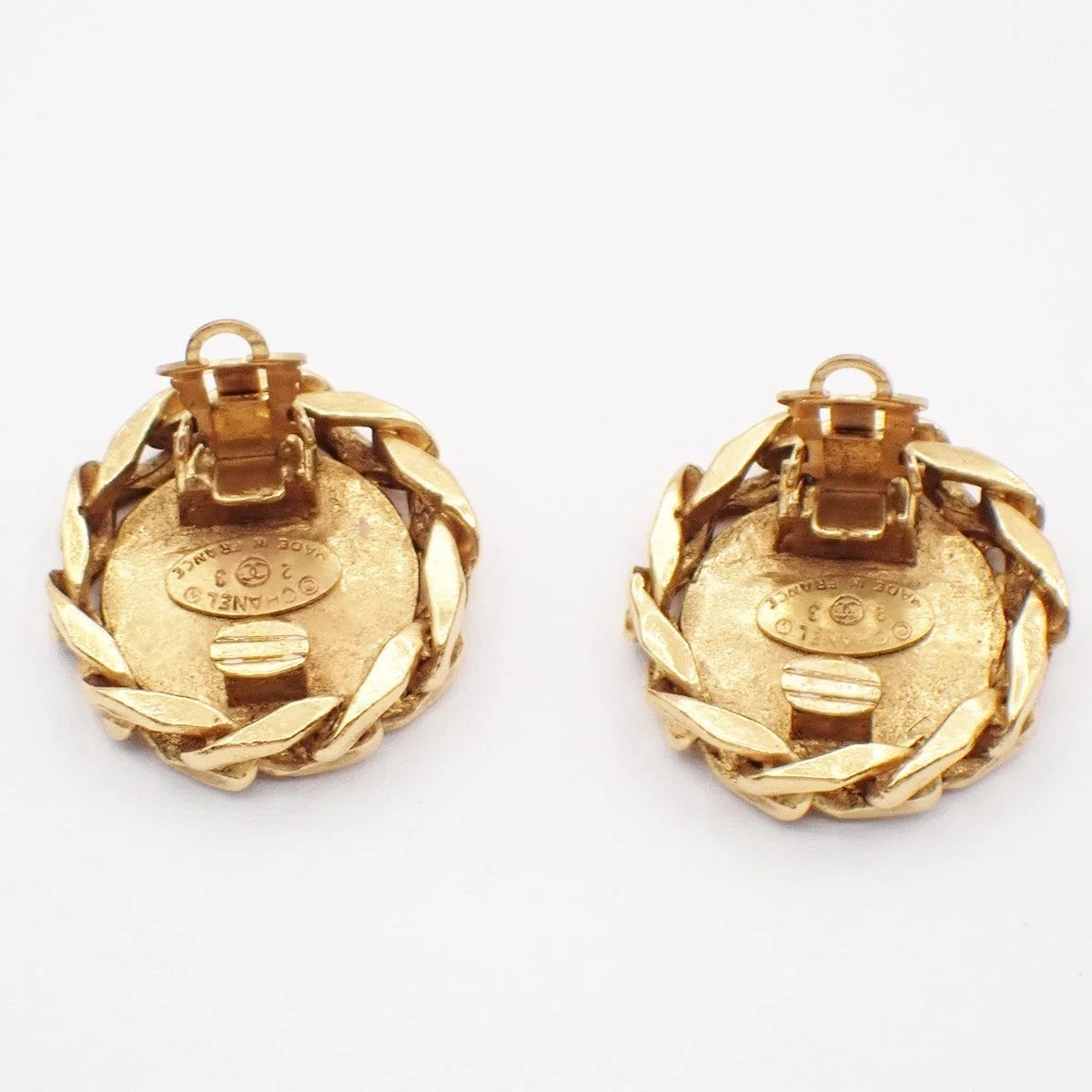 Chanel Cc Round Clip-On Metal With Crystals Gold_Plated Jewelry 3