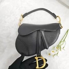 Dior — Dior Grained Classic Saddle Top Handle Shiny D — Handbag — resale