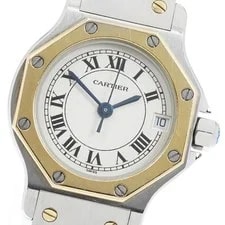 Cartier Santos Octagon SM W2001683 YG Combi Date Quartz 2