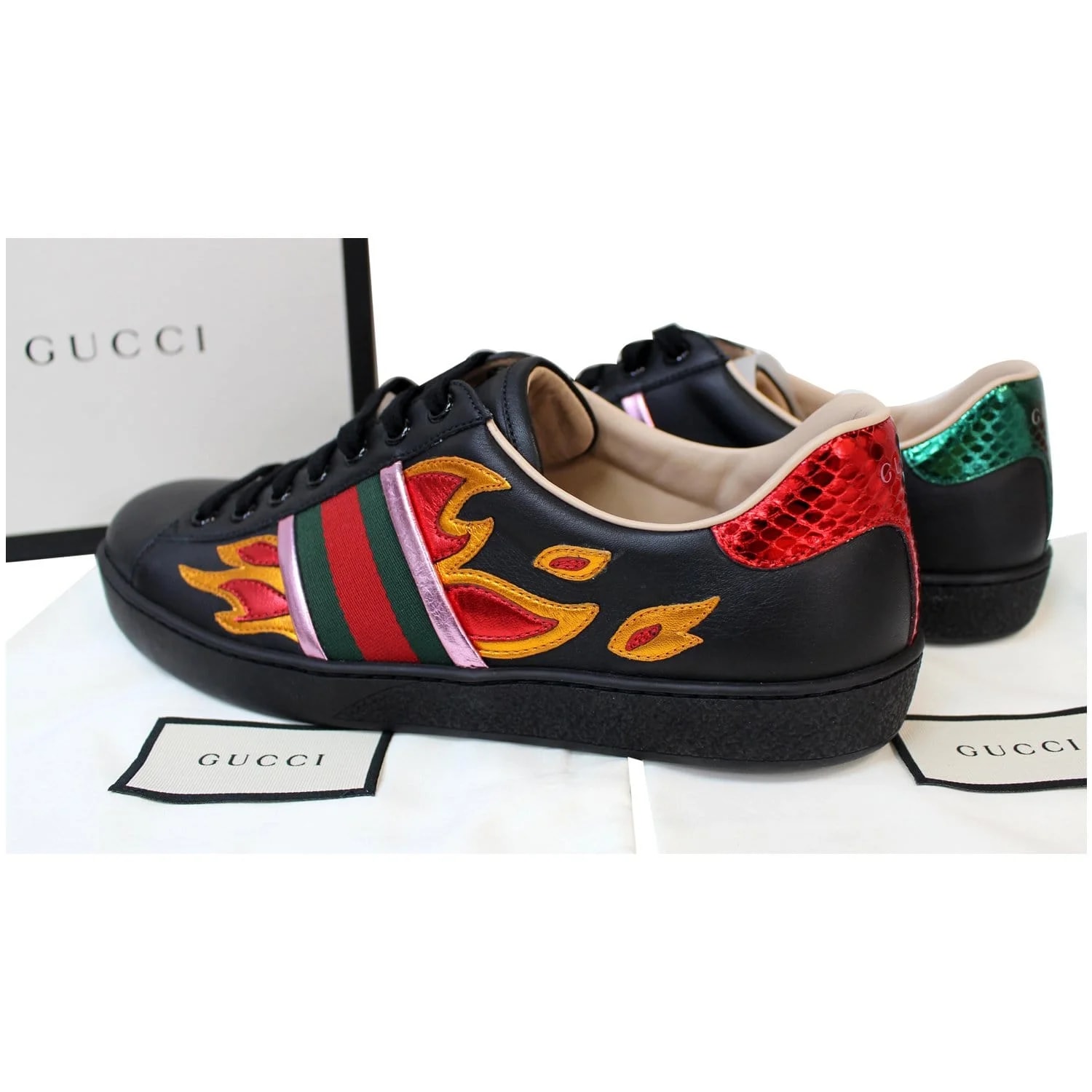 Gucci Ace Low-Top Flames 440724 US 3