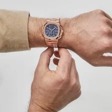 Patek Philippe Nautilus 5990/1R-001 Travel Time Chronograph Rose Gold Blue Dial 2