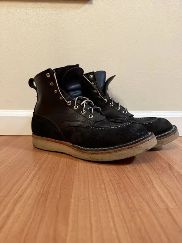 Nicks Boots Moc Toe 10.5D Smooth/Roughout Black — Designer Shoe — resale