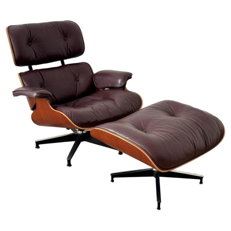 Herman Miller — 2003 Herman Miller Eames Cherry & Tobacco Leather Lounge and Ottoman — Furniture — resale
