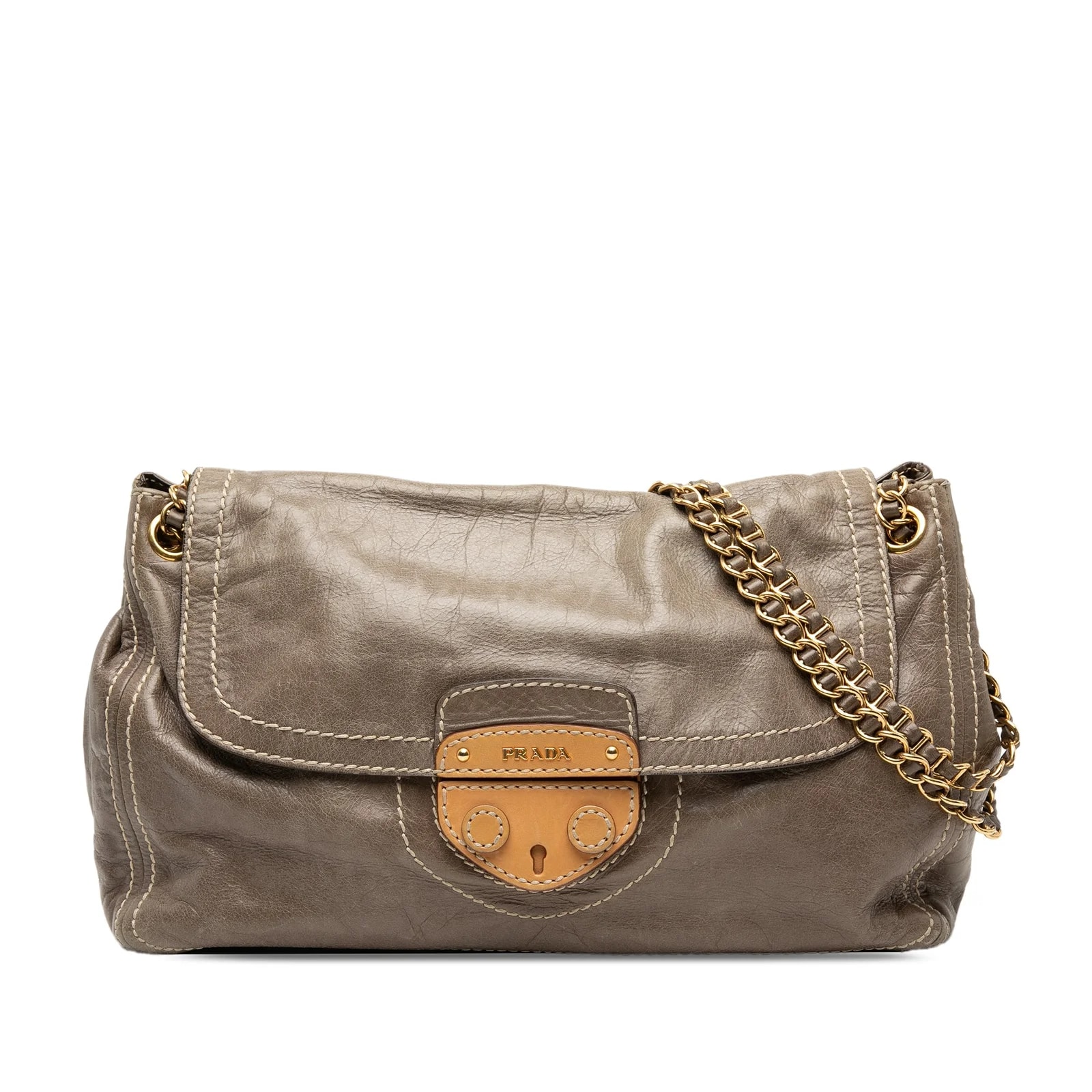 Prada — Vitello Shine Push Lock Flap — Handbag — resale