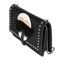 Fendi Vitello Elite & Mink Studded Karlito Chain Wallet 2