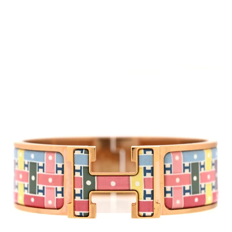 Hermès — Enamel Print Son du H Wide Clic Clac H Album de Soie — Jewelry — resale