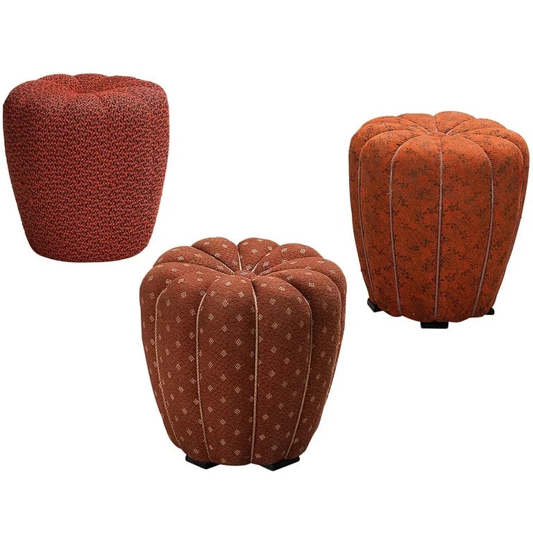 Jindrich Halabala Stools in Decorative Upholstery — Furniture — resale