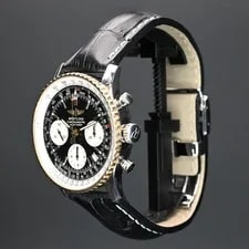 Breitling Navitimer Chronograph 43mm Black Dial D23322 Aftermarket Leather Strap 2