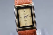 Omega de Ville Cal.1387 Gold Dial Tank Push Crown 19mm Quartz Japan 2
