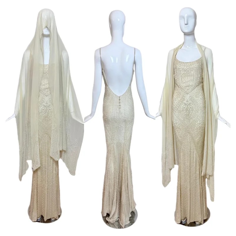 Les Habitudes — Les Habitudes 90s Art Deco Couture Beaded Bridal Gown — Clothing — resale