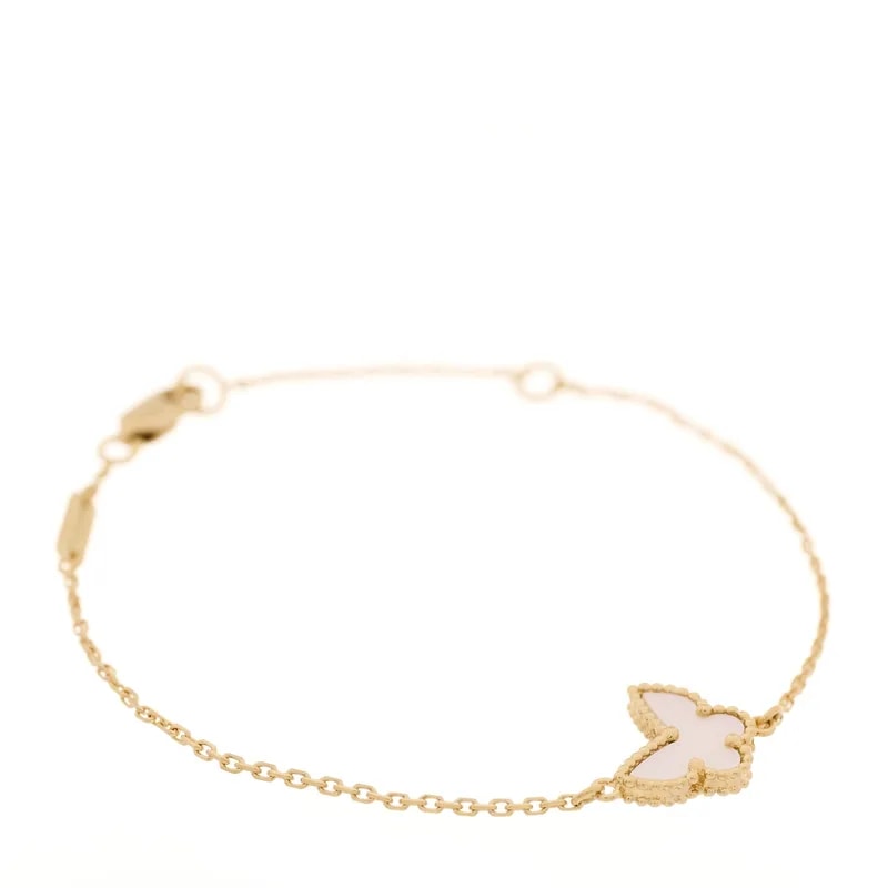 18K Yellow Gold Mother of Pearl Sweet Alhambra Butterfly Bracelet 2