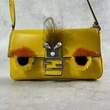 Auth Fendi Fur Micro Monster Baguette Crossbody Chain 8M0354 3