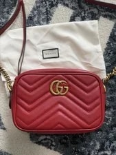 Auth Gucci Matelasse Mini GG Marmont Chain Hibiscus 2