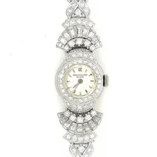 Patek Philippe — Retro Platinum Patek Philippe 11 Carat Diamond & Brooch Circa 1950 — Watch — resale