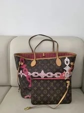 Auth Louis Vuitton Neverfull Chain Print With Pochette 2