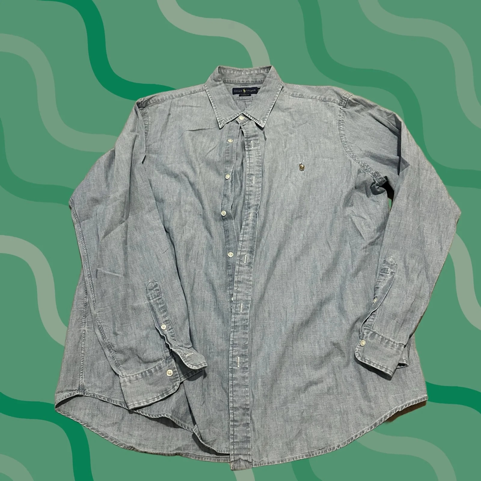 Polo Ralph Lauren — Polo Ralph Lauren Shirt 2XL Chambray Button Down Solid Cotton Long Sleeve Casual — streetwear — resale