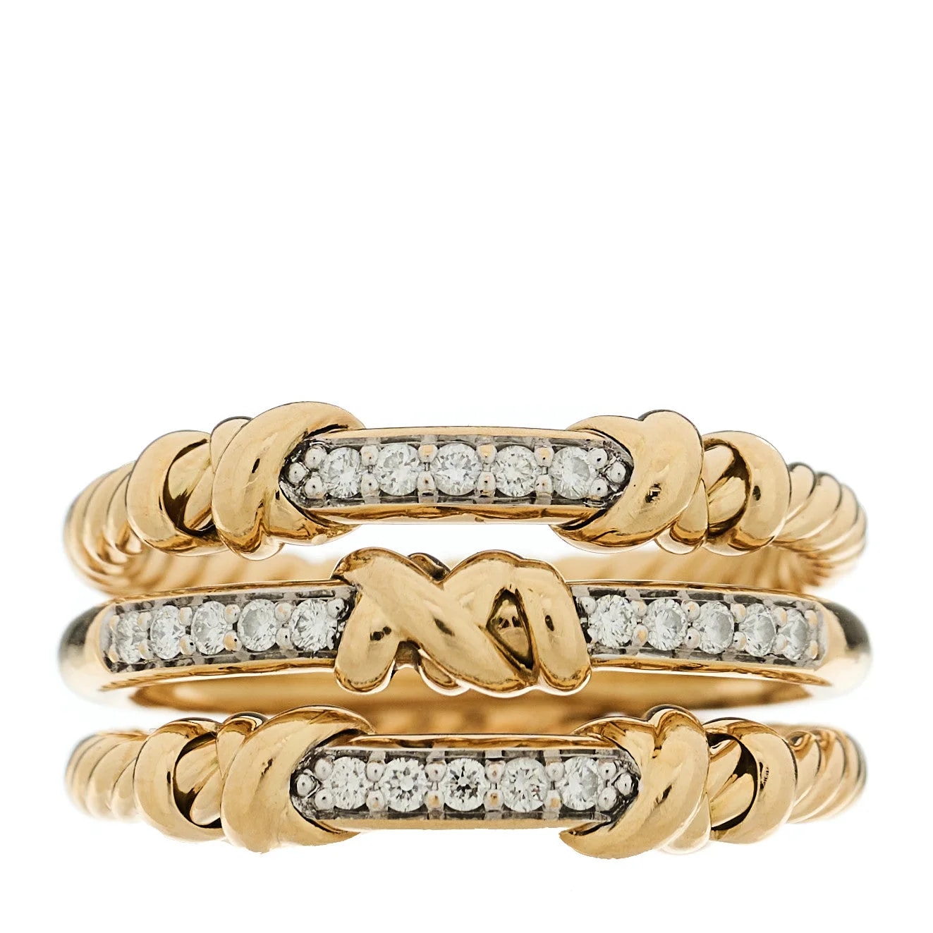 David Yurman — 18K Yellow Gold Petite Helena Wrap Three Row 54 7 — Jewelry — resale