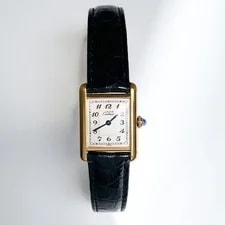 Cartier Mast Tank SM Arabic Dial Gold Watches 2