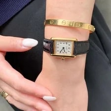 Cartier Mast Tank SM Arabic Dial Gold Watches 4