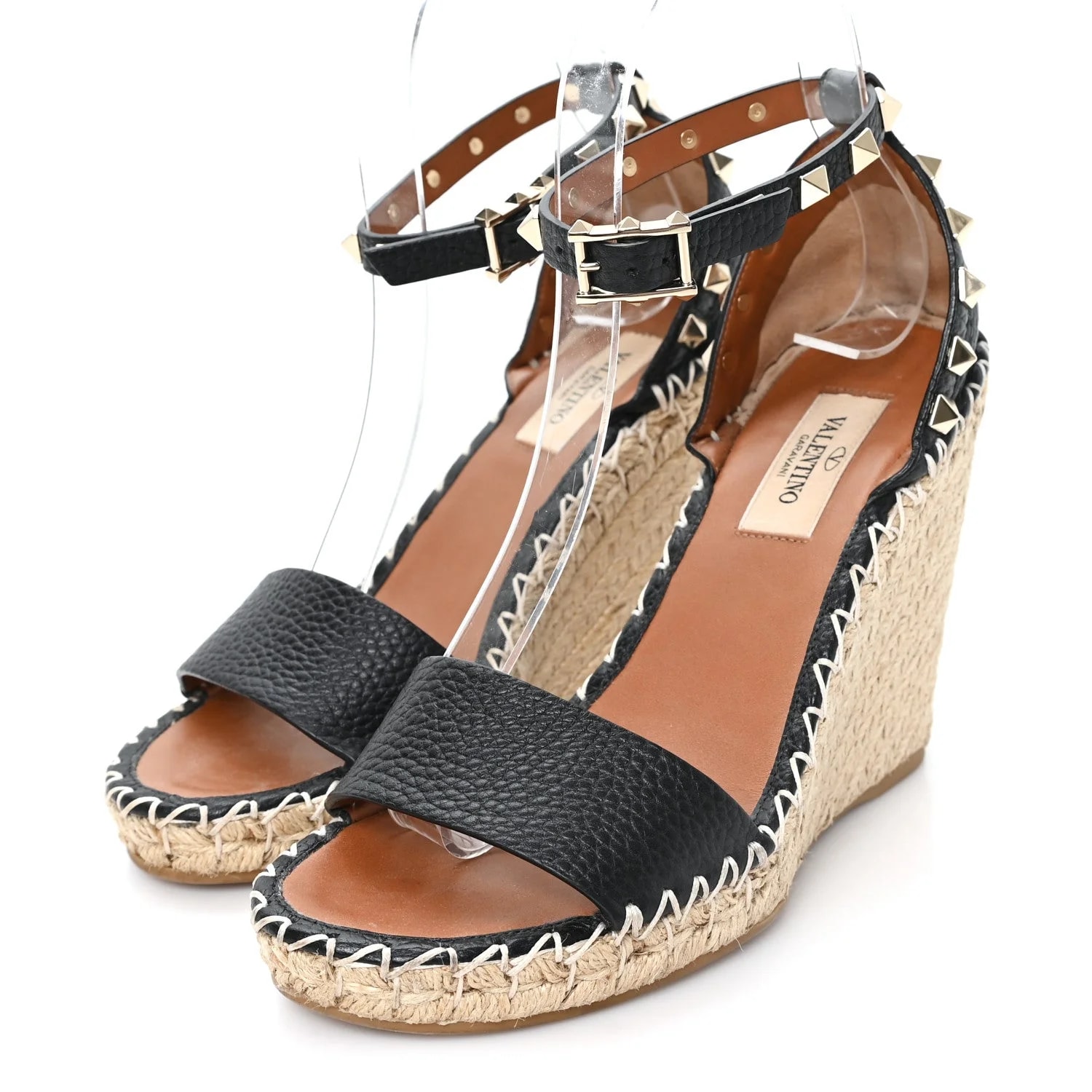 Grained Rockstud Ankle Wrap Espadrille 15/85mm Wedges 35 Light 4