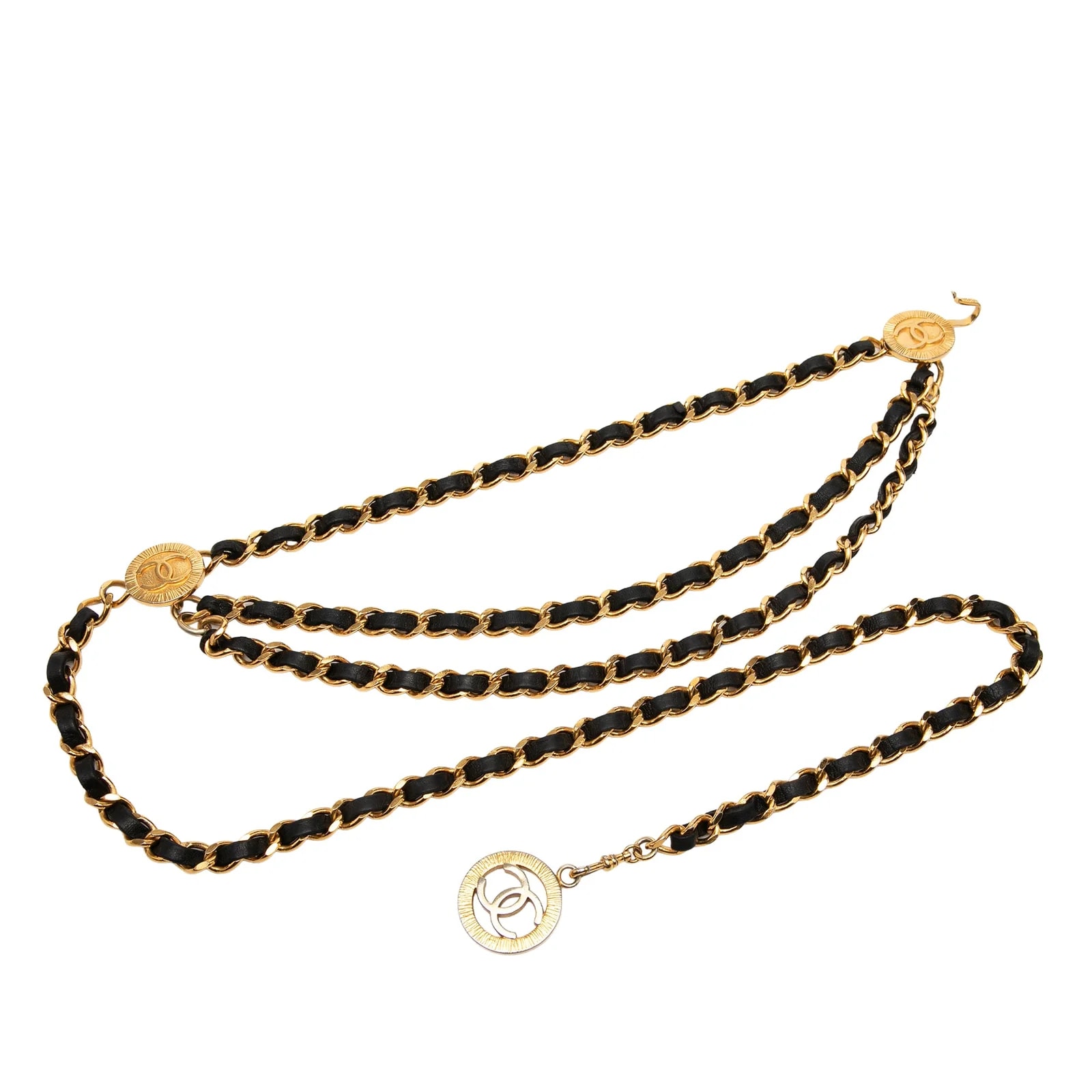 Chanel — CC Woven Medallion Triple Chain Belt — Accessory — resale