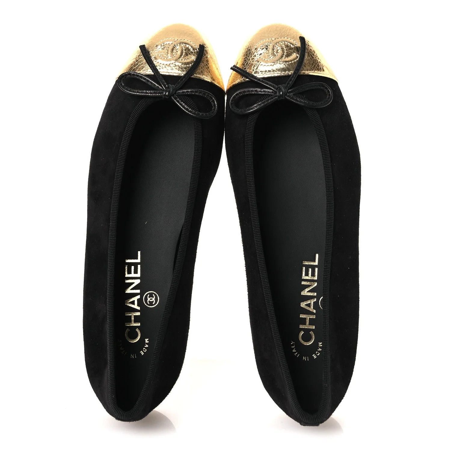 Crackled Laminated Cap Toe Ballerina 36.5 2
