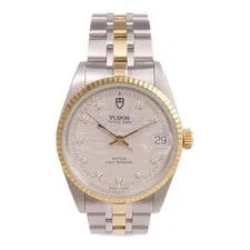 Tudor Prince Date Diamond Automatic 74033G 18KYG SS Silver 2