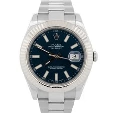 Rolex — 2013 Papers Rolex DateJust II Blue Stainless Steel 41mm Fluted 116334 BOX — Watch — resale