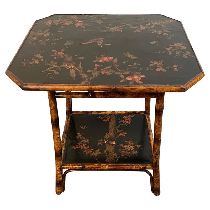 19th Century Aesthetic Movement Chinoiserie Bamboo Hand-Painted Lacquer Table — Furniture — resale