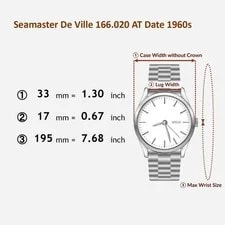 1960s Omega Seamaster de Ville 166.020 Auto Date Gold Dial 33mm Japan Z323 2