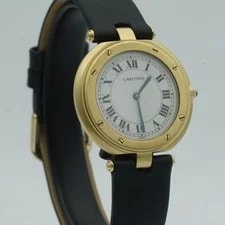 Cartier Santos Round Quartz 33mm 18K 750 Gold Excellent Condition 2