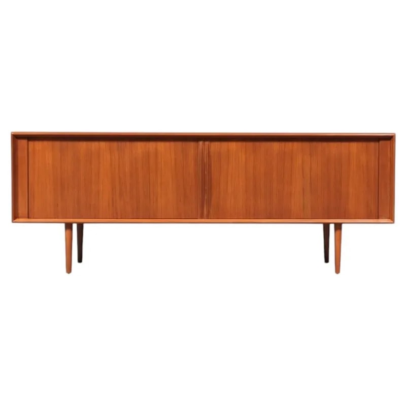 Expertly Restored Danish Modern Teak Tambour Door Credenza by Bernhard Pedersen — Furniture — resale