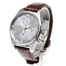 IWC Schaffhausen Pilot Ju-air IW387809 43mm SS Leather Silver Dial #C108 2