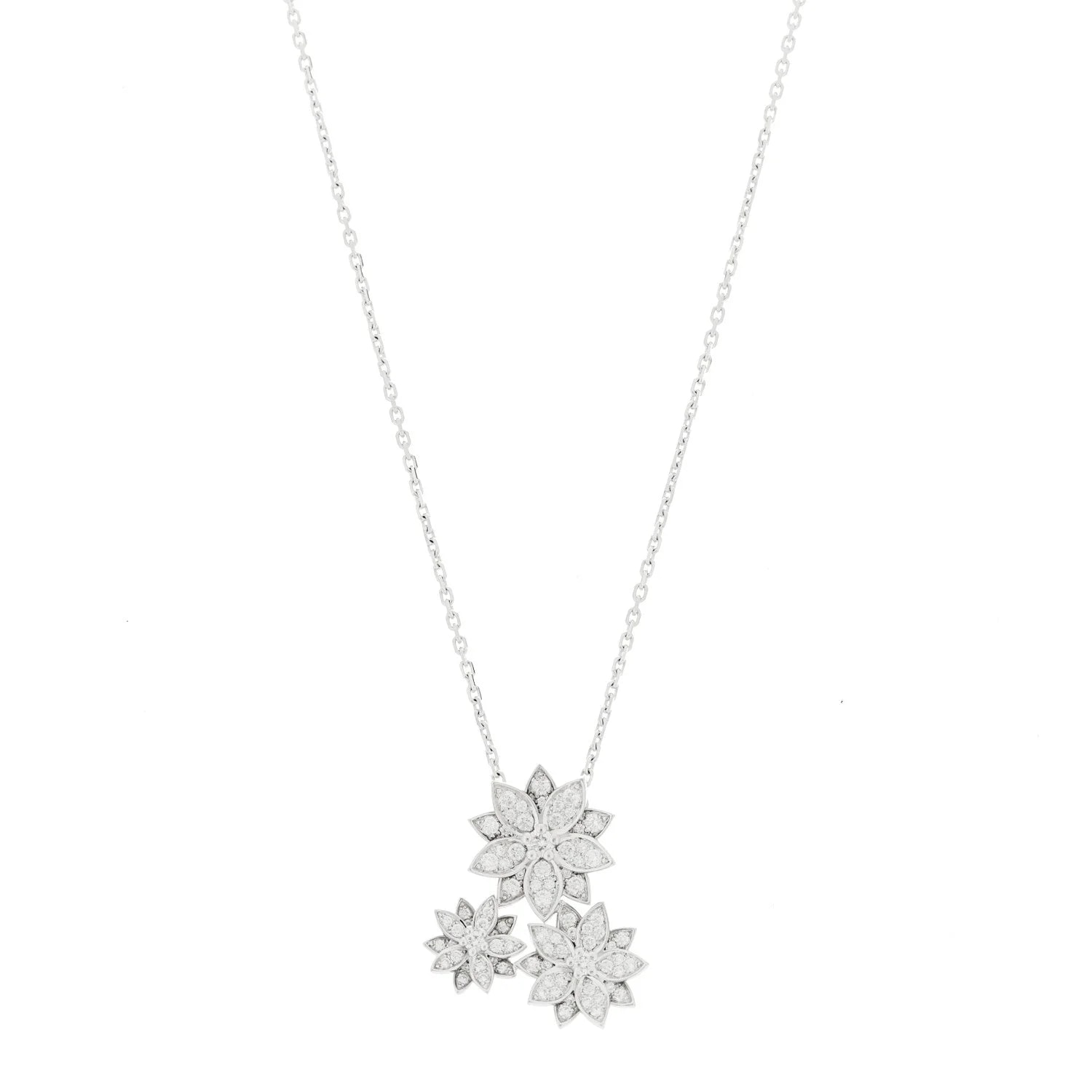 Van Cleef & Arpels — 18K White Gold Lotus 3 Flowers — Jewelry — resale