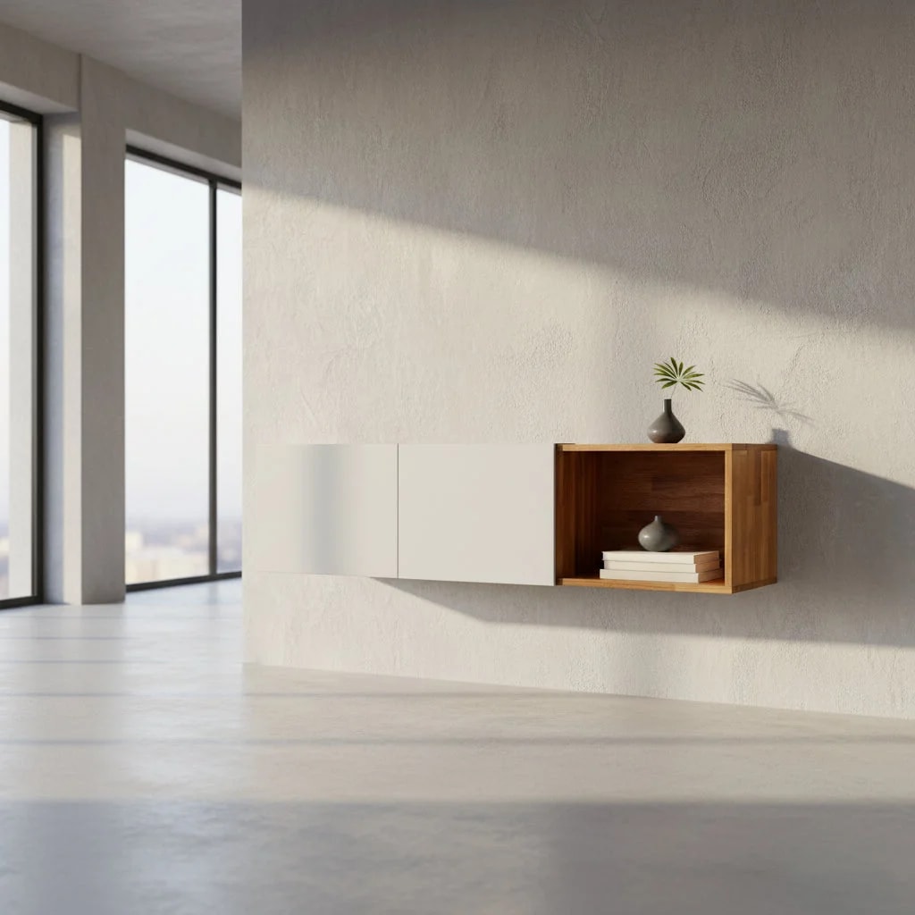 Mash Studios LAX Series 3X Wall Mounted Shelf - Natural Ash Wood & Matte White 2