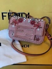 Fendi Micro Bucket Nano Baguette Flower Beaded Charm w/Box 2
