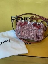 Fendi Micro Bucket Nano Baguette Flower Beaded Charm w/Box 3