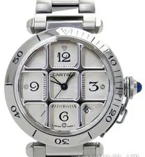 Cartier — Cartier Pasha Grid 38mm W31040H3 Automatic Silver Stainless Steel — Watch — resale