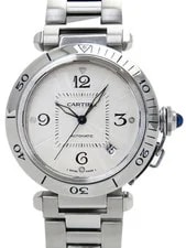 Cartier Pasha Grid 38mm W31040H3 Automatic Silver Stainless Steel 2