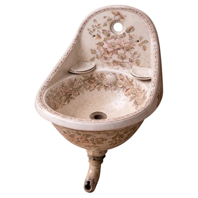 Antique French Romantic Floral Wall Sink, Circa 1900 — Furniture — resale