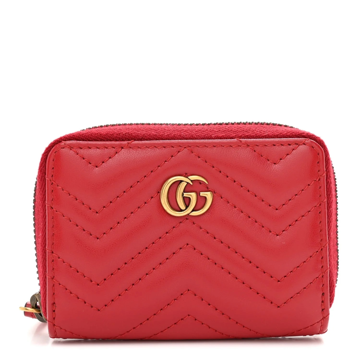 Gucci — Matelasse GG Marmont Zip Around Card Case Hibiscus — Accessory — resale
