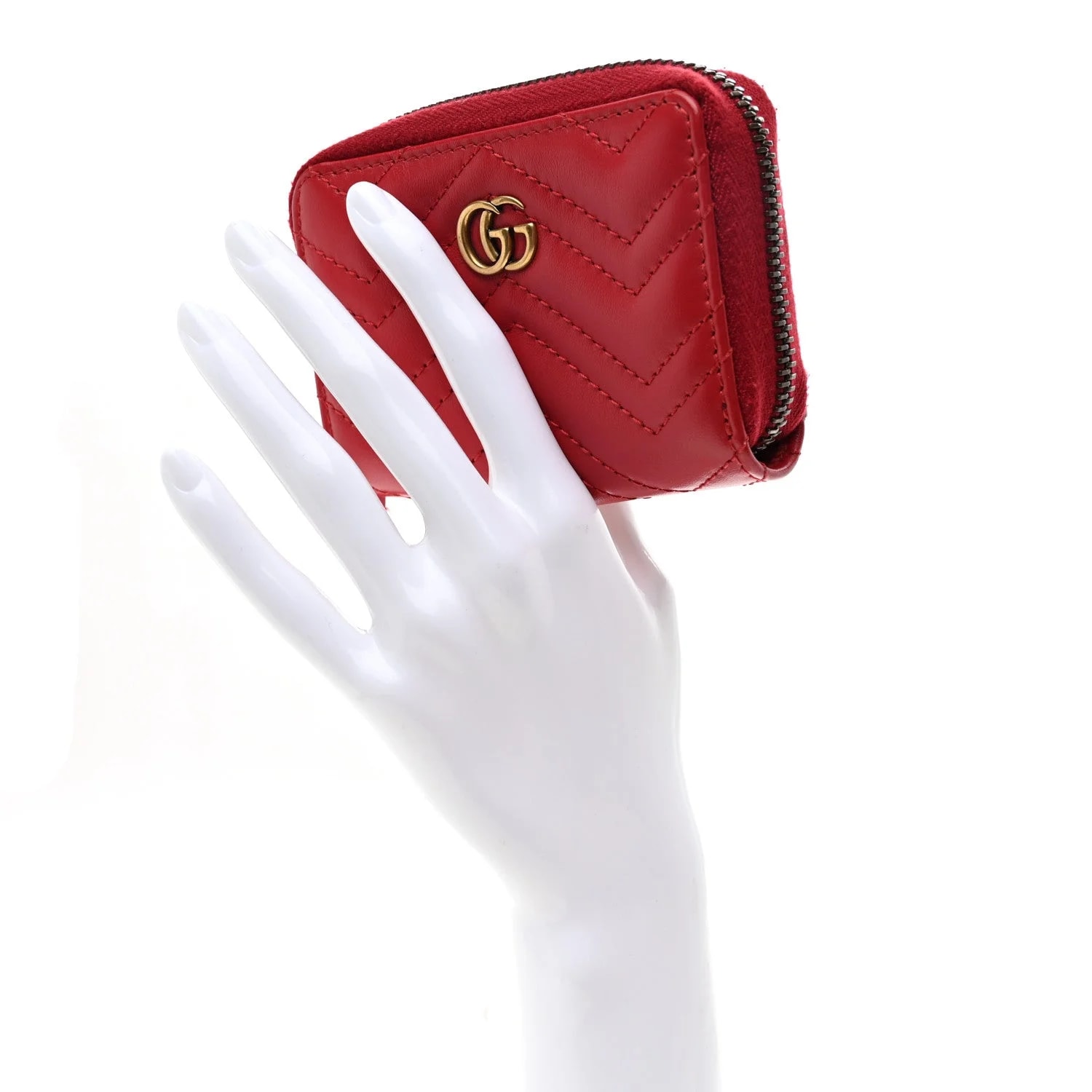 Matelasse GG Marmont Zip Around Card Case Hibiscus 2