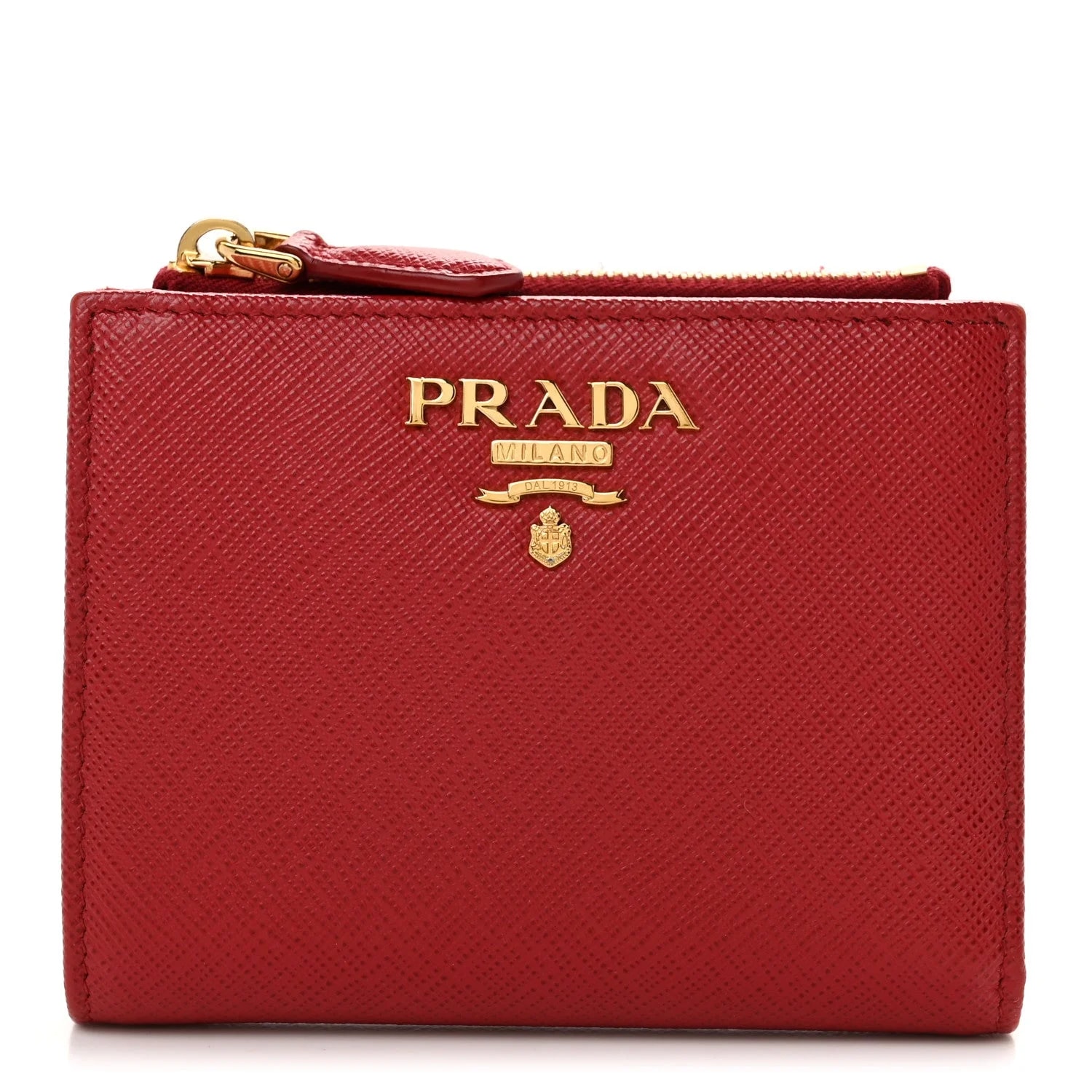 Prada — Zip Top Compact Wallet Fuoco — Accessory — resale