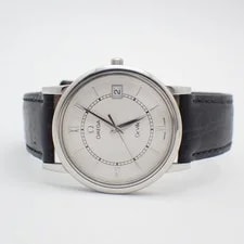 Omega de Ville Prestige Quartz White Dial Leather Strap 2