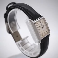 Omega Deville Square Automatic Silver Dial Black Lather Strap 3