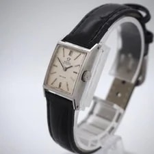Omega Deville Square Automatic Silver Dial Black Lather Strap 4