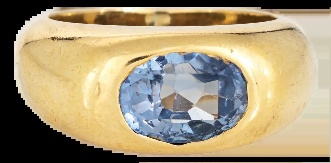 2.90ct Ceylon No Heat Sapphire Ring Cert 18k Gold Sz 6.25 Wide Band Vintage — Jewelry — resale