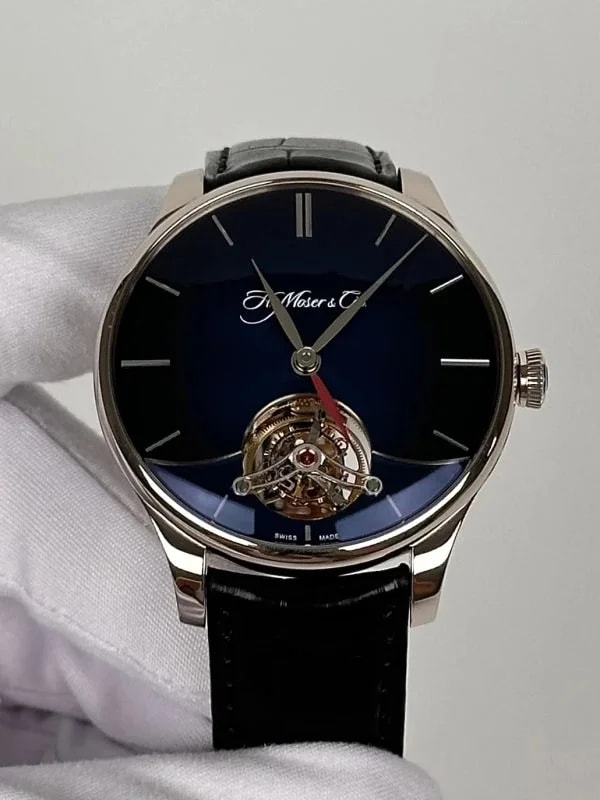 Worldofluxuryus — H.Moser & Cie Dual Time Venturer Tourbillon 18K White Gold — Watch — resale